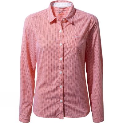 Camisa Craghoppers NosiLife Shona Manga Larga Mujer - Coral - Chile JCP824037